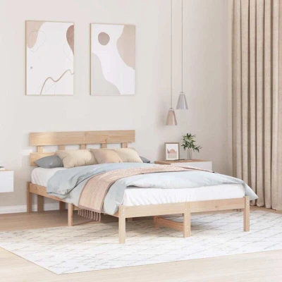 Paveikslėlis vidaXL Bed Frame with Headboard Brown 120 x 190 cm Solid Pine wood