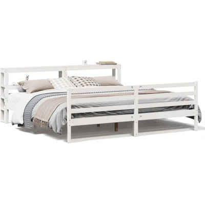 Paveikslėlis vidaXL Bed Frame without Mattress White 180x200 cm Super King Solid Wood Pine
