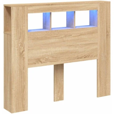 Paveikslėlis vidaXL LED Headboard Sonoma Oak 120x18.5x103.5 cm Engineered Wood