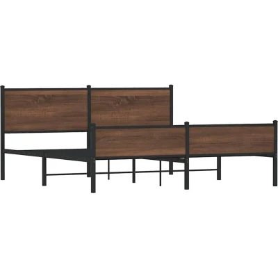 Paveikslėlis vidaXL Metal Bed Frame without Mattress Brown Oak 183x213 cm