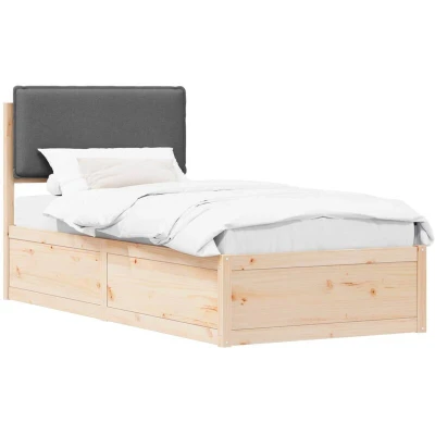 Paveikslėlis vidaXL Bed Frame with Upholstered Headboard Dark Grey 100 x 200 cm