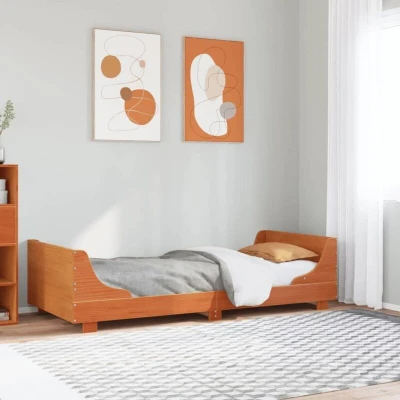 Paveikslėlis vidaXL Bed Frame without Mattress Wax Brown 75x190 cm Small Single Solid Wood Pine