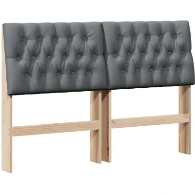 Paveikslėlis vidaXL Upholstered Headboard Dark Grey 140 cm Solid Pine Wood
