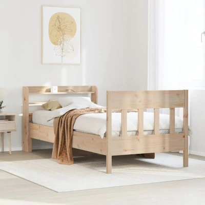 Paveikslėlis vidaXL Bed Frame without Mattress 75x190 cm Small Single Solid Wood Pine