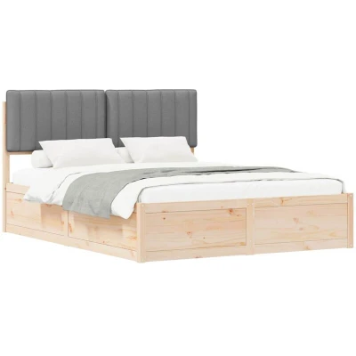 Paveikslėlis vidaXL Bed Frame with Upholstered Headboard Light Grey 160 x 200 cm
