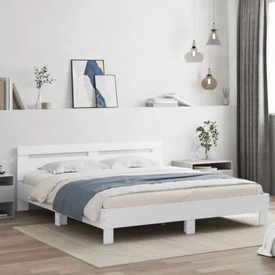 Paveikslėlis vidaXL Bed Frame with LED without Mattress White 180x200 cm Super King