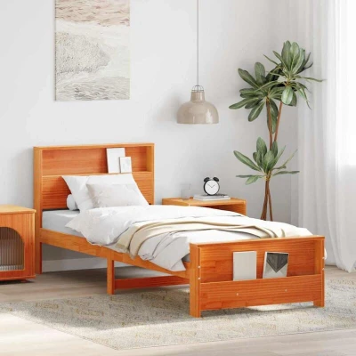 Paveikslėlis vidaXL Bed Frame with Headboard Wax Brown 75 x 190 cm Engineered Wood