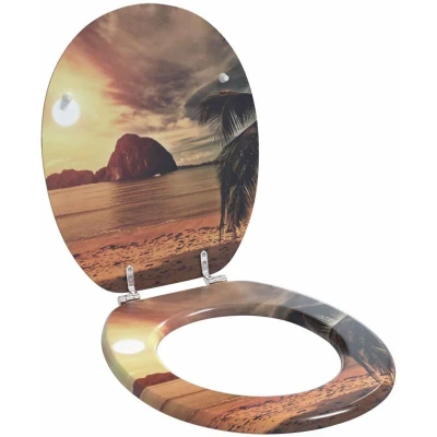 Paveikslėlis vidaXL Soft-Close Toilet Seat Orange 44 x 38 cm MDF board