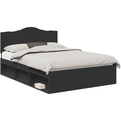 Paveikslėlis vidaXL Bed Frame with Headboard Black 150 x 200 cm Solid Pine Wood
