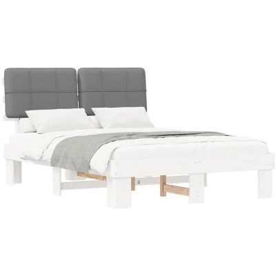 Paveikslėlis vidaXL Bed Frame with Upholstered Headboard Light Grey 140 x 200 cm