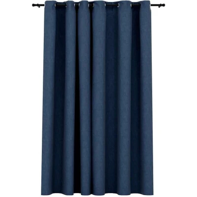 Paveikslėlis vidaXL Linen-Look Blackout Curtains with Grommets Blue 290x245cm