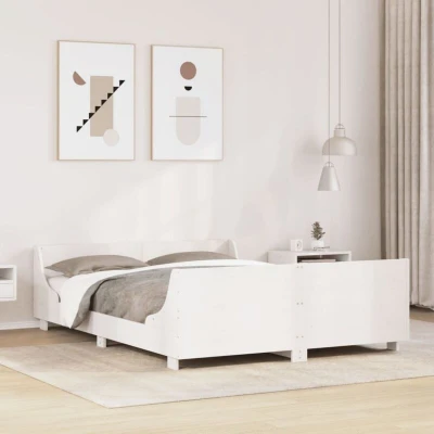 Paveikslėlis vidaXL Bed Frame without Mattress White 140x200 cm Solid Wood Pine