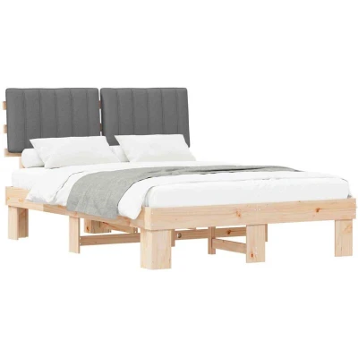 Paveikslėlis vidaXL Bed Frame with Upholstered Headboard Light Grey 140 x 200 cm