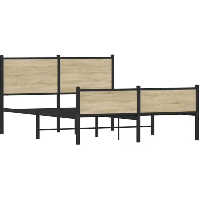 Paveikslėlis vidaXL Metal Bed Frame without Mattress Sonoma Oak 140x190 cm