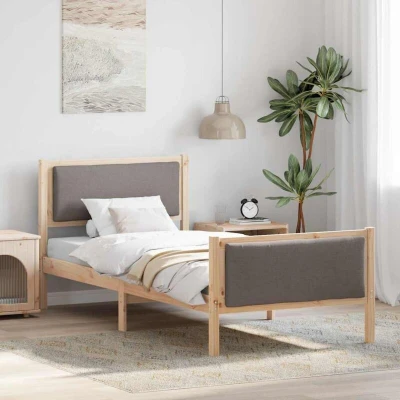 Paveikslėlis vidaXL Bed Frame with Headboard Taupe 90 x 190 cm Fabric