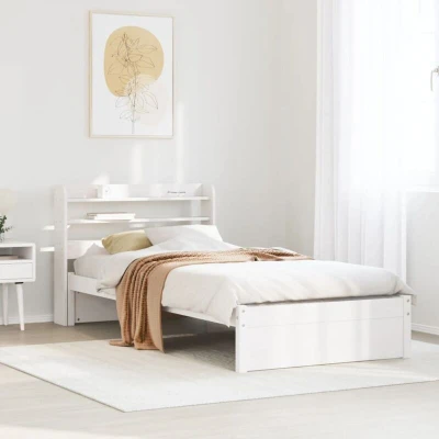Paveikslėlis vidaXL Bed Frame with Headboard without Mattress White 75x190 cm Small Single
