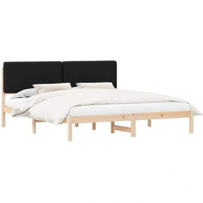 Paveikslėlis vidaXL Bed Frame with Upholstered Headboard Black 200 x cm