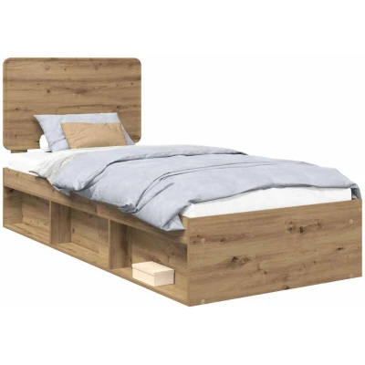 Paveikslėlis vidaXL Bed Frame Artisian Oak 100 x 200 cm Solid Pine Wood