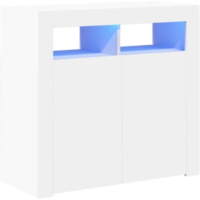 Paveikslėlis vidaXL Sideboard with LED Lights White 80x35x75 cm