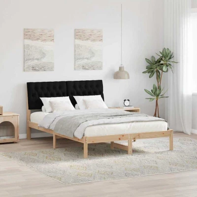 Paveikslėlis vidaXL Bed Frame with Upholstered Headboard Brown 160 x 200 cm