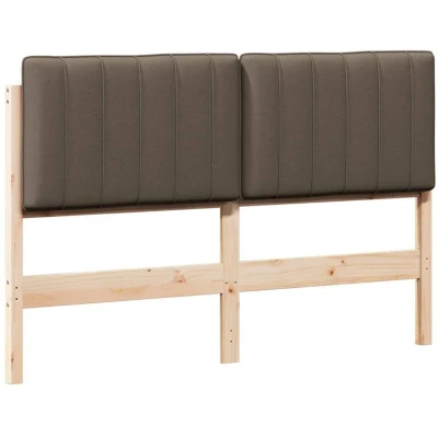 Paveikslėlis vidaXL Upholstered Headboard Brown and Taupe 140 cm Solid Pine Wood
