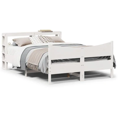 Paveikslėlis vidaXL Bed Frame with Headboard White 150x200 cm King Size Solid Wood Pine
