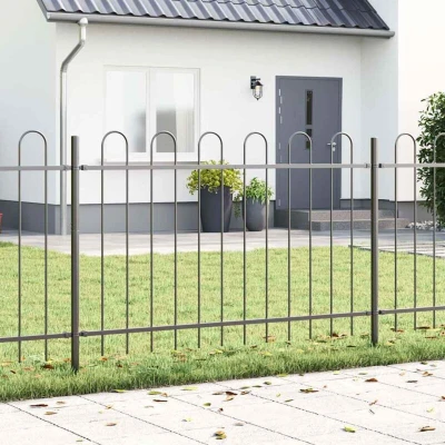 Paveikslėlis vidaXL Garden Fence 3 pcs Grey 5.1 x 1 m Powder-coated Steel