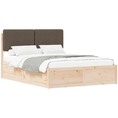 Paveikslėlis vidaXL Bed Frame with Upholstered Headboard Taupe 140 x 190 cm