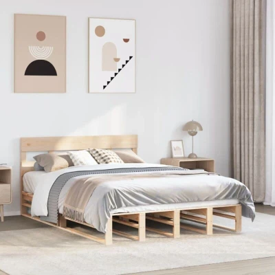 Paveikslėlis vidaXL Bed Frame without Mattress 160x200 cm Solid Wood Pine