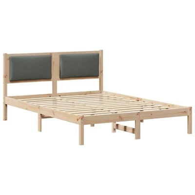 Paveikslėlis vidaXL Bed Frame with Headboard Dark Grey 160 x 200 cm Solid Pine Wood