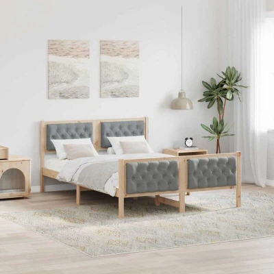 Paveikslėlis vidaXL Bed Frame Light Grey 150 x 200 cm Solid Pine Wood