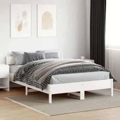 Paveikslėlis vidaXL Bed Frame without Mattress White 140x200 cm Solid Wood Pine