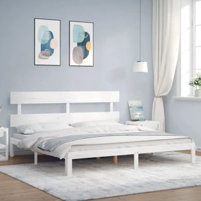 Paveikslėlis vidaXL Bed Frame without Mattress White Super King Size Solid Wood Pine