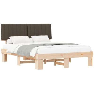 Paveikslėlis vidaXL Bed Frame with Upholstered Headboard Taupe 160 x 200 cm