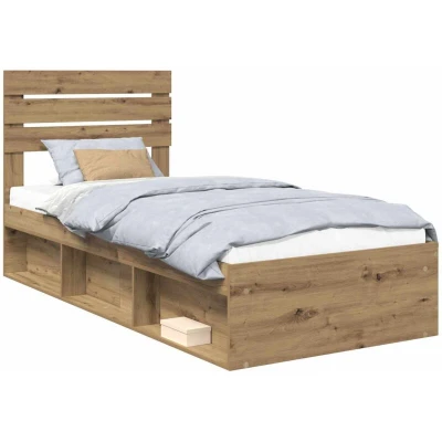 Paveikslėlis vidaXL Bed Frame Artisian Oak 75 x 190 cm Solid Pine Wood