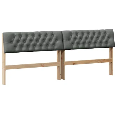 Paveikslėlis vidaXL Upholstered Headboard Dark Grey 200 cm Solid Pine Wood