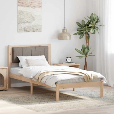 Paveikslėlis vidaXL Bed Frame with Upholstered Headboard Taupe 90 x 190 cm