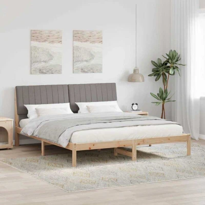 Paveikslėlis vidaXL Bed Frame with Headboard Brown 180 x 200 cm Solid Pine Wood