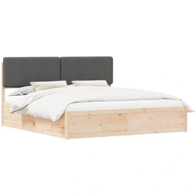Paveikslėlis vidaXL Bed Frame with Upholstered Headboard Dark Grey 180 x 200 cm