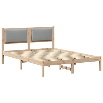 Paveikslėlis vidaXL Bed Frame Light Grey 140 x 190 cm Solid Pine Wood