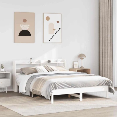 Paveikslėlis vidaXL Bed Frame without Mattress White 140x200 cm Solid Wood Pine