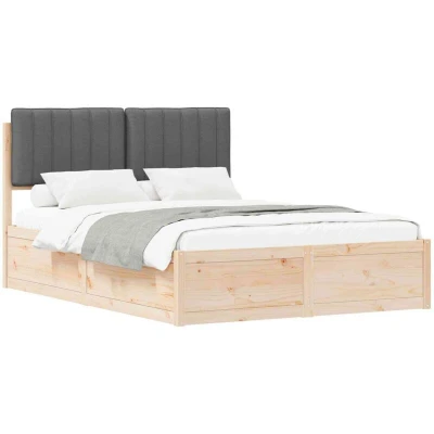 Paveikslėlis vidaXL Bed Frame with Upholstered Headboard Dark Grey 140 x 200 cm