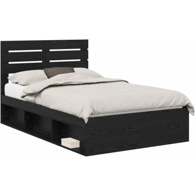 Paveikslėlis vidaXL Bed Frame with Headboard Black 120 x 190 cm Solid Pine Wood