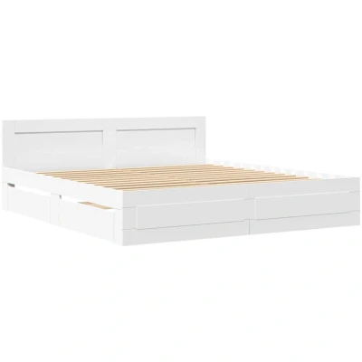 Paveikslėlis vidaXL Bed Frame with Headboard without Mattress White 180x200 cm Super King