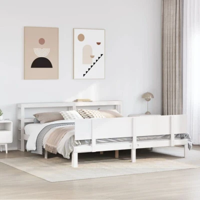 Paveikslėlis vidaXL Bed Frame with Headboard without Mattress White 180x200 cm Super King