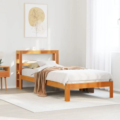 Paveikslėlis vidaXL Bed Frame without Mattress Wax Brown 90x190 cm Single Solid Wood Pine