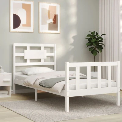 Paveikslėlis vidaXL Bed Frame without Mattress White Single Solid Wood Pine