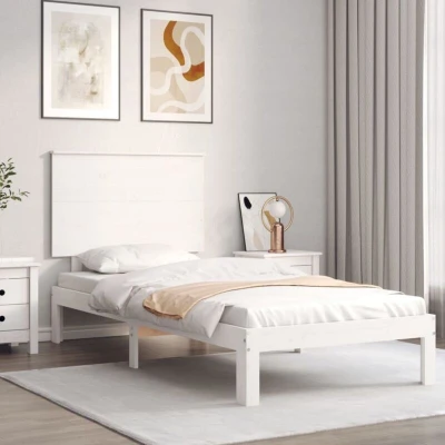 Paveikslėlis vidaXL Bed Frame without Mattress White 90x200 cm Solid Wood Pine