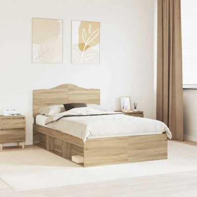 Paveikslėlis vidaXL Bed Frame with Headboard Sonoma 120 x 190 cm Solid Pine Wood