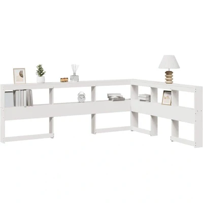 Paveikslėlis vidaXL Bookcase Headboard L-Shaped White 140 cm Solid Wood Pine